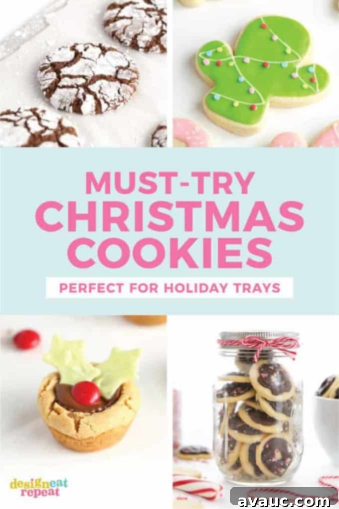 Roundup of 5 must-try Christmas Cookie Recipes - includes brownie cookies, Christmas cactus, peanut butter cup, peppermint butter wafers