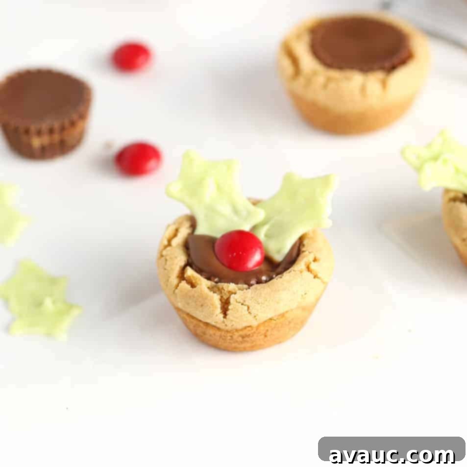 Holly leaf peanut butter cup cookies - a favorite Christmas cookie recipe