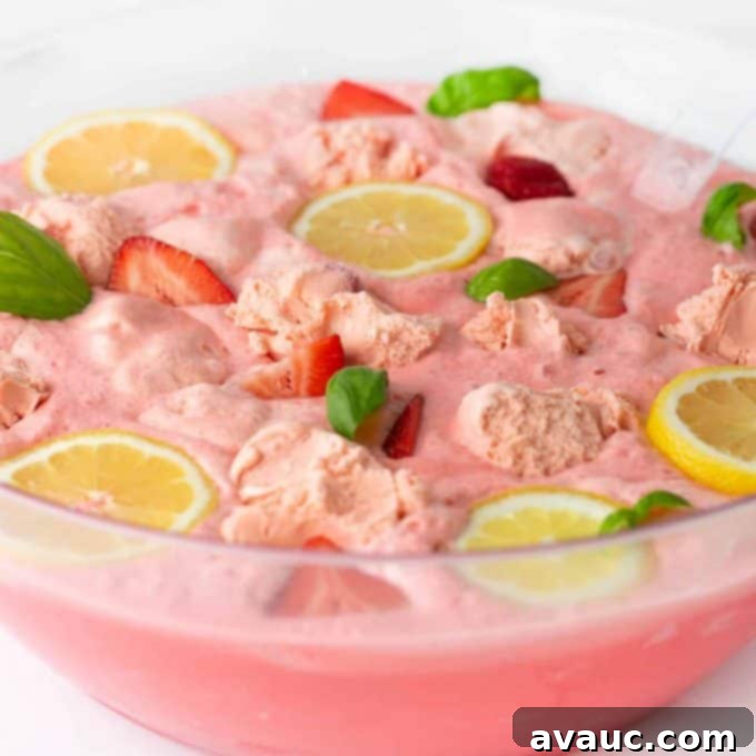 An array of sherbet punch drinks in different flavors and colors, perfect for a party