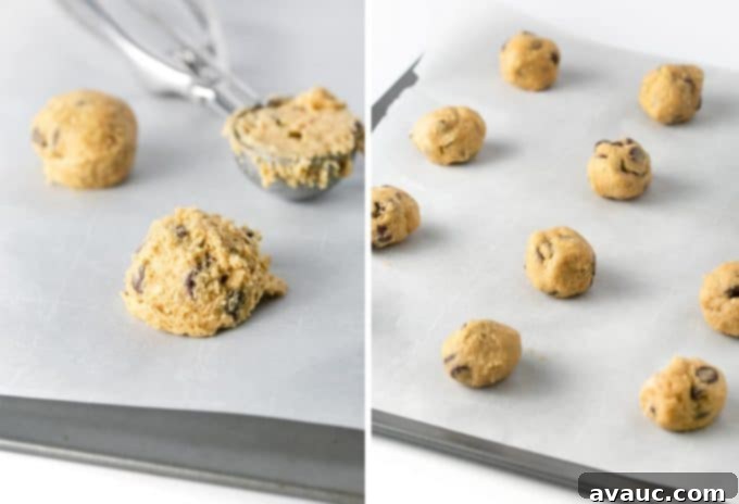 How to scoop chewy oatmeal chocolate chip cookies