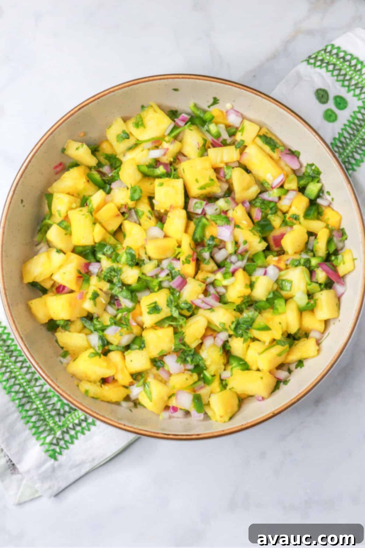 Sweet Heat Pineapple Jalapeño Salsa 3 Pineapple Jalapeño Salsa in a bowl