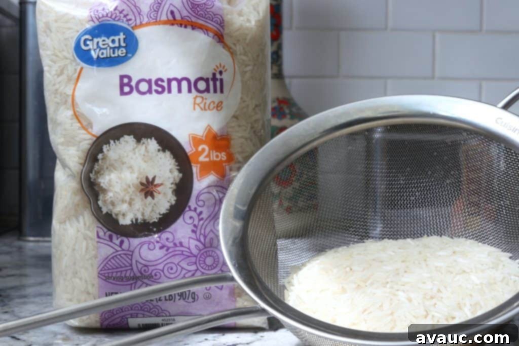 Fluffy Buttery Instant Pot Basmati Rice 4 Basmati rice and strainer