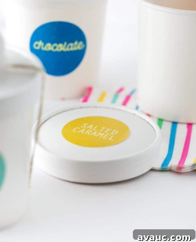 DIY Ice Cream Labels 5 Salted Caramel Sticker Printable Ice Cream Lables