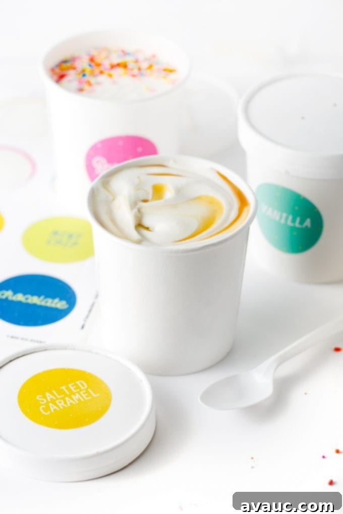 DIY Ice Cream Labels 6 Assortment of treats in paper ice cream cups with printable labels