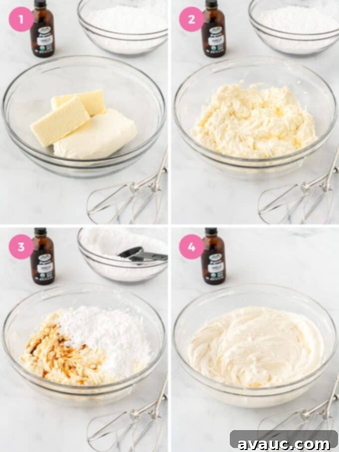 Sugar Cookie Fruit Pizza Bars 8 Cream cheese frosting being prepared in a stand mixer, showing its smooth and creamy texture.