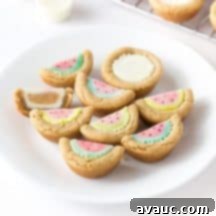 Watermelon Cookie Delights 13 A beautifully presented Watermelon Cookie Cup on a white background, highlighting its vibrant colors and artistic detailing.