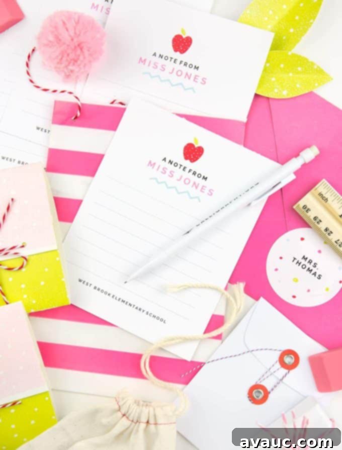 Clever Back to School Teacher Gifts Under Ten Bucks 8 Personalized teacher notecards with a simple and elegant design.