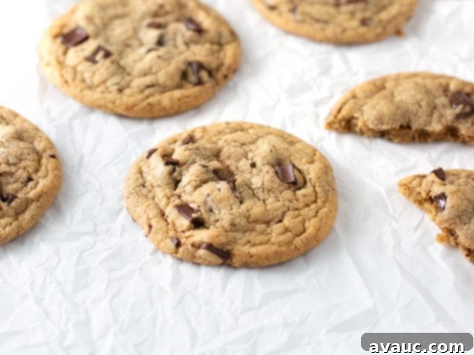 Panera's Famous Chocolate Chip Cookies at Home 11 Close-up of a perfectly baked copycat Panera chocolate chip cookie, showcasing its soft texture