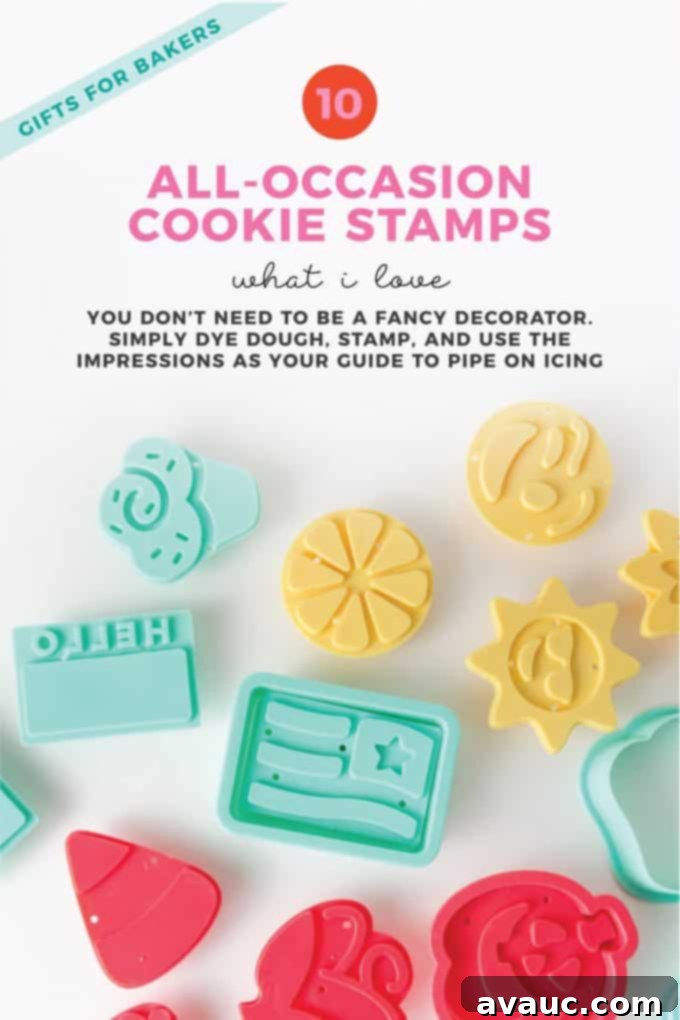 Decorated cookies made with a cookie stamp set