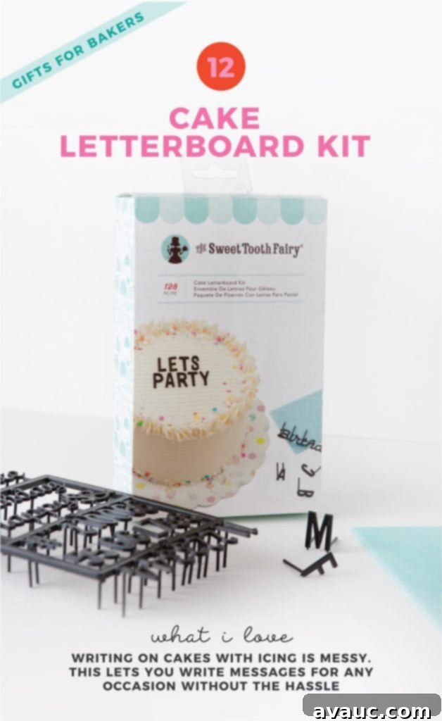 Cake decorated with a letterboard kit, spelling out a message