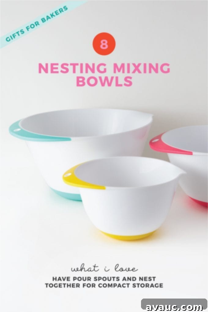 Set of colorful mixing bowls with pour spouts
