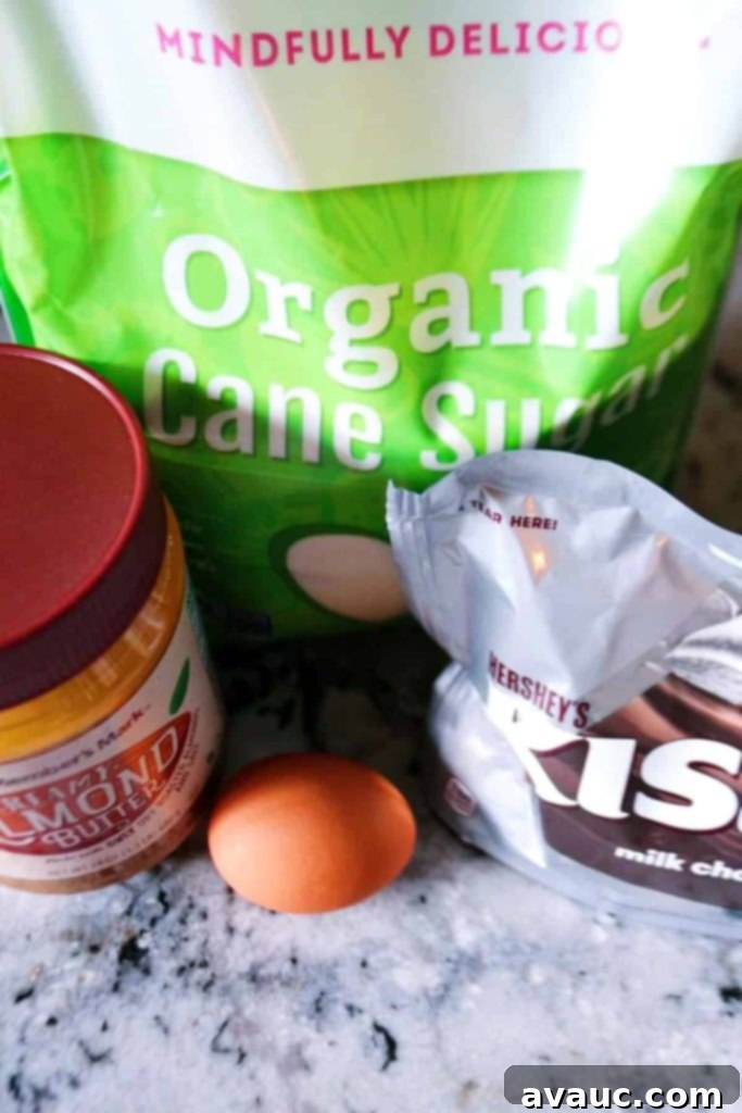 Sugar, Hershey's kisses, almond butter and egg