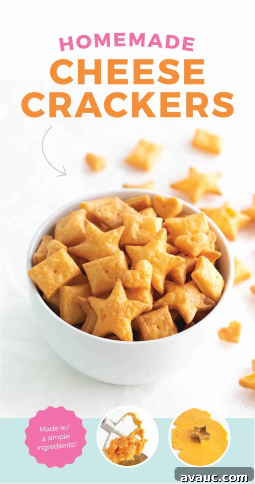 Homemade cheese crackers using 4 simple ingredients!