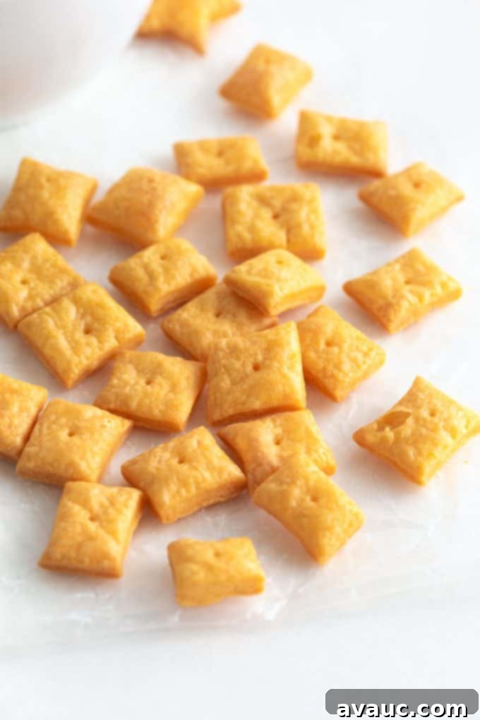 Homemade cheese crackers on table
