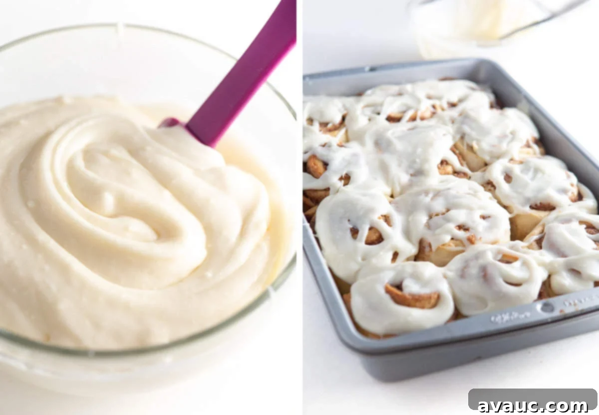 Bowl of creamy, homemade cream cheese frosting