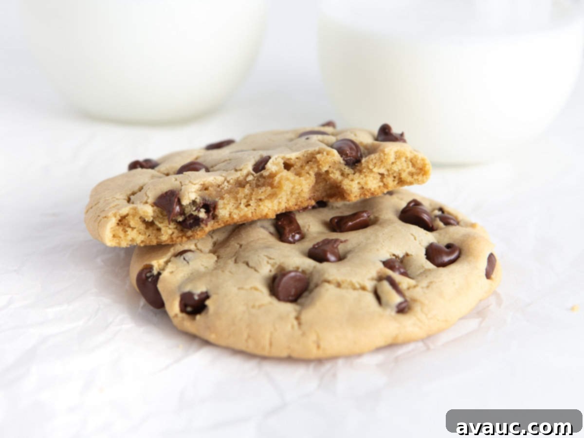 Inside soft texture of Chocolate Chip Cookies for Two