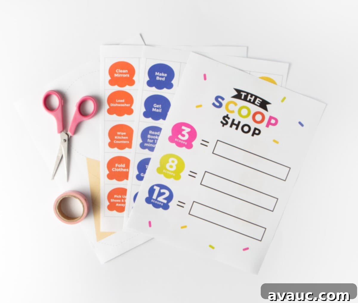 Printable Ice Cream Reward Chart 4 Printable pages for Ice Cream Printable Chore Chart