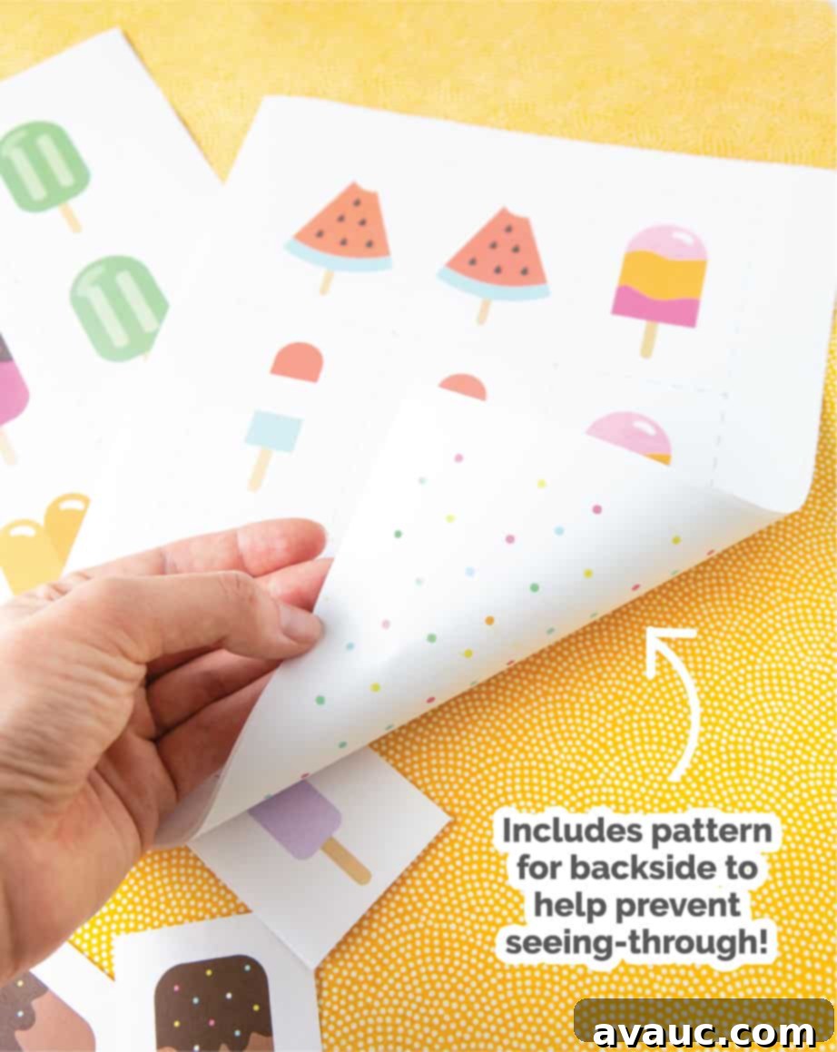 Ice Pop Memory Fun 5 A hand flipping over a printed sheet to reveal a polka dot pattern on the backside.