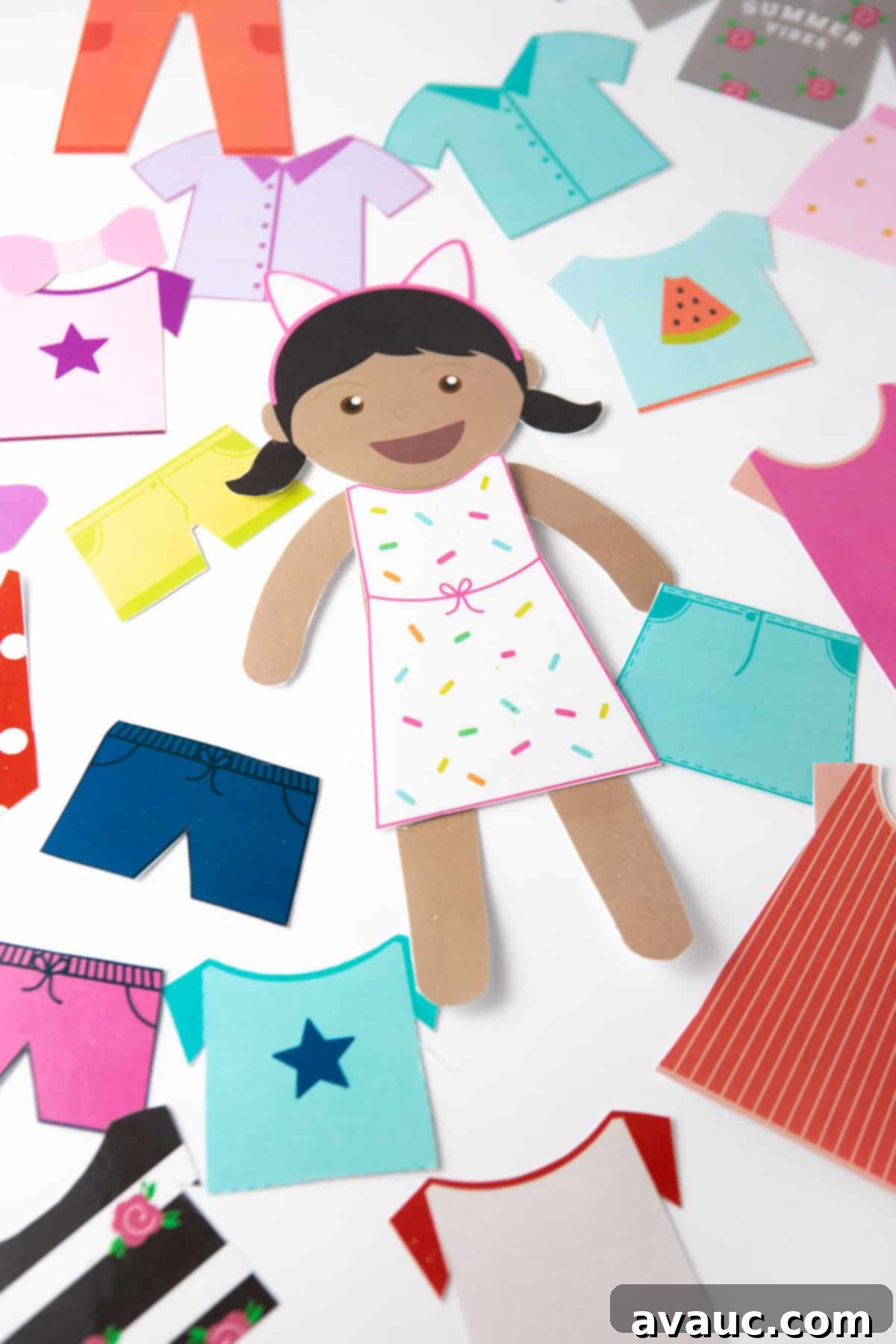 Sprinkle Dress Girl Printable Paper Dolls, Clothes, and Accessories