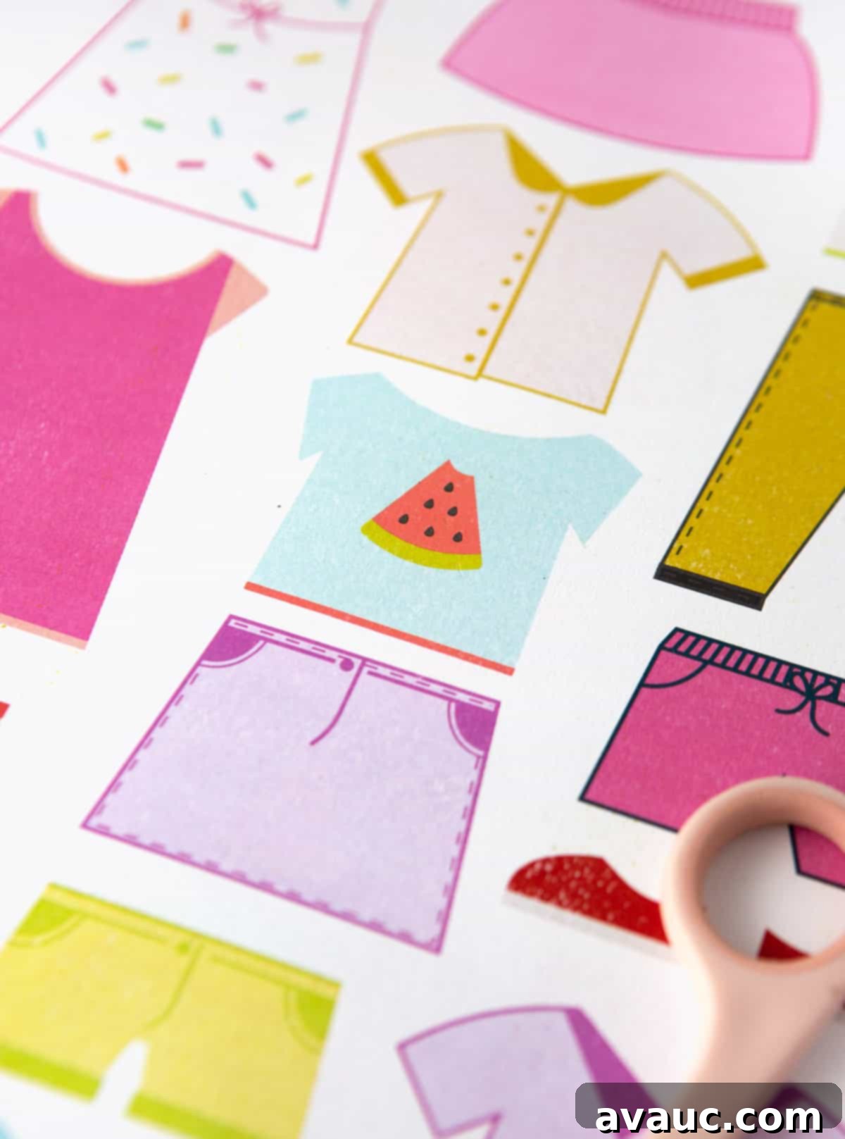 Watermelon Shirt Printable Paper Dolls, Clothes, and Accessories