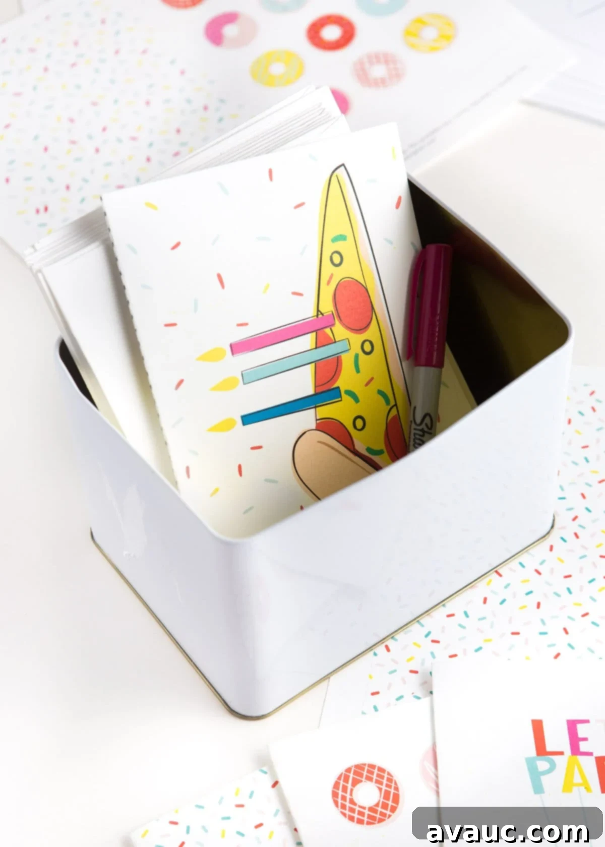 DIY Pizza Birthday Card 3 Box of greeting cards with Colorful Pizza Printable Birthday Card with Candles and Sprinkles