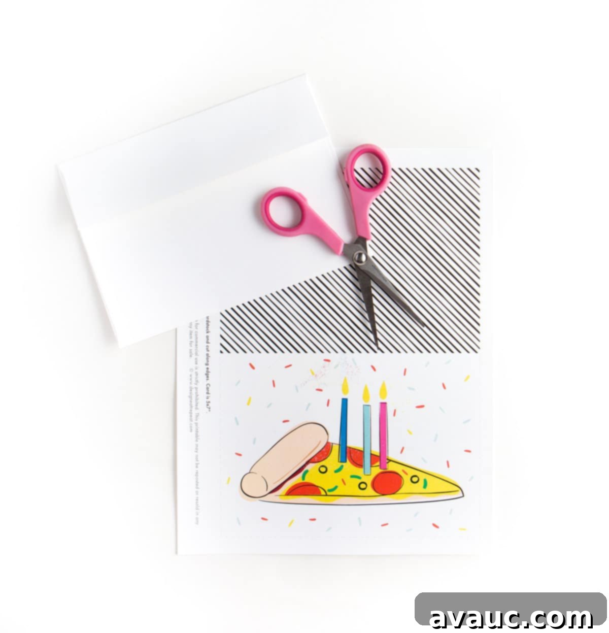 DIY Pizza Birthday Card 5 Printable birthday card with scissors. Colorful Pizza Printable Birthday Card with Candles and Sprinkles