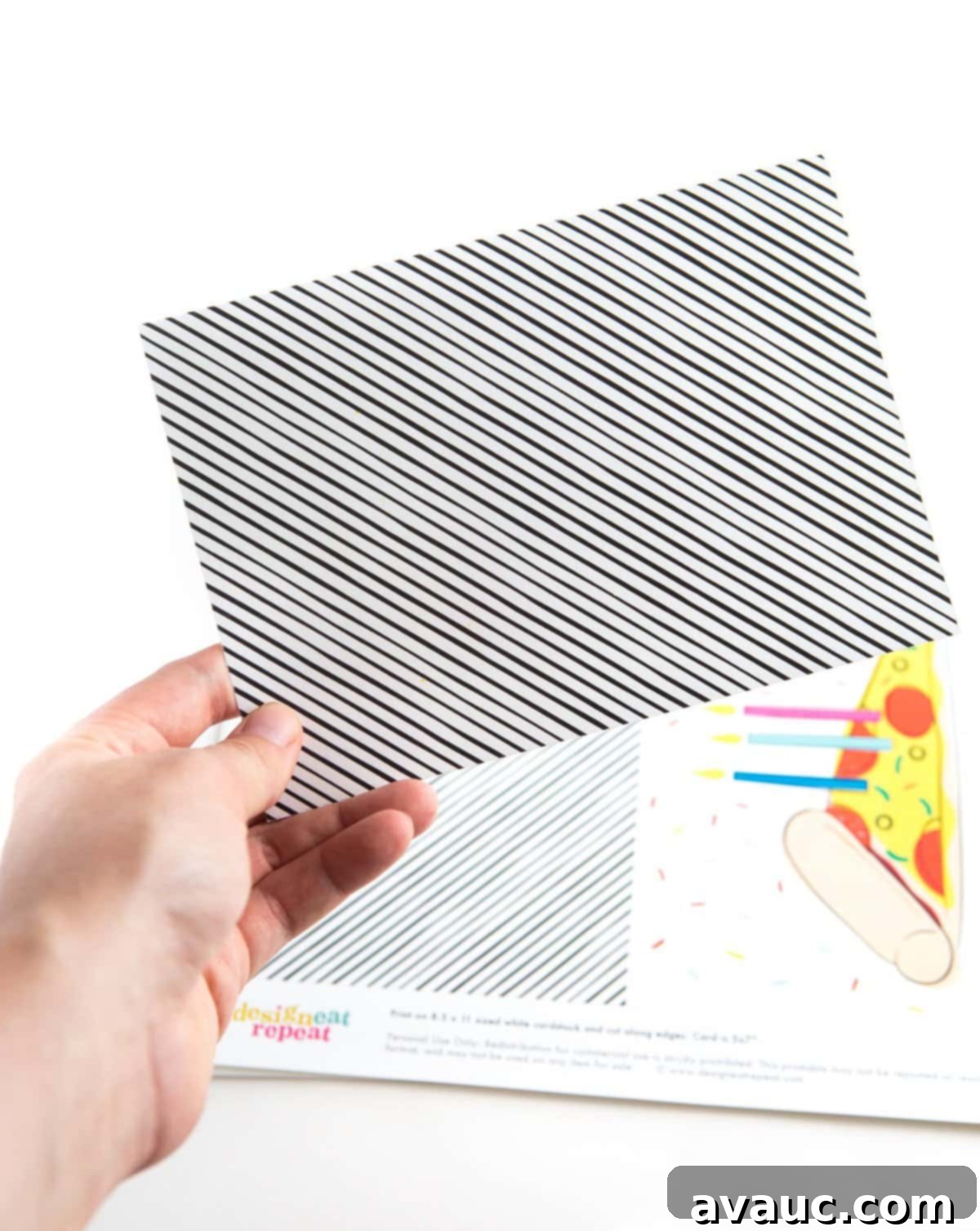 DIY Pizza Birthday Card 6 Black and white striped greeting card backside of pizza printable birthday card