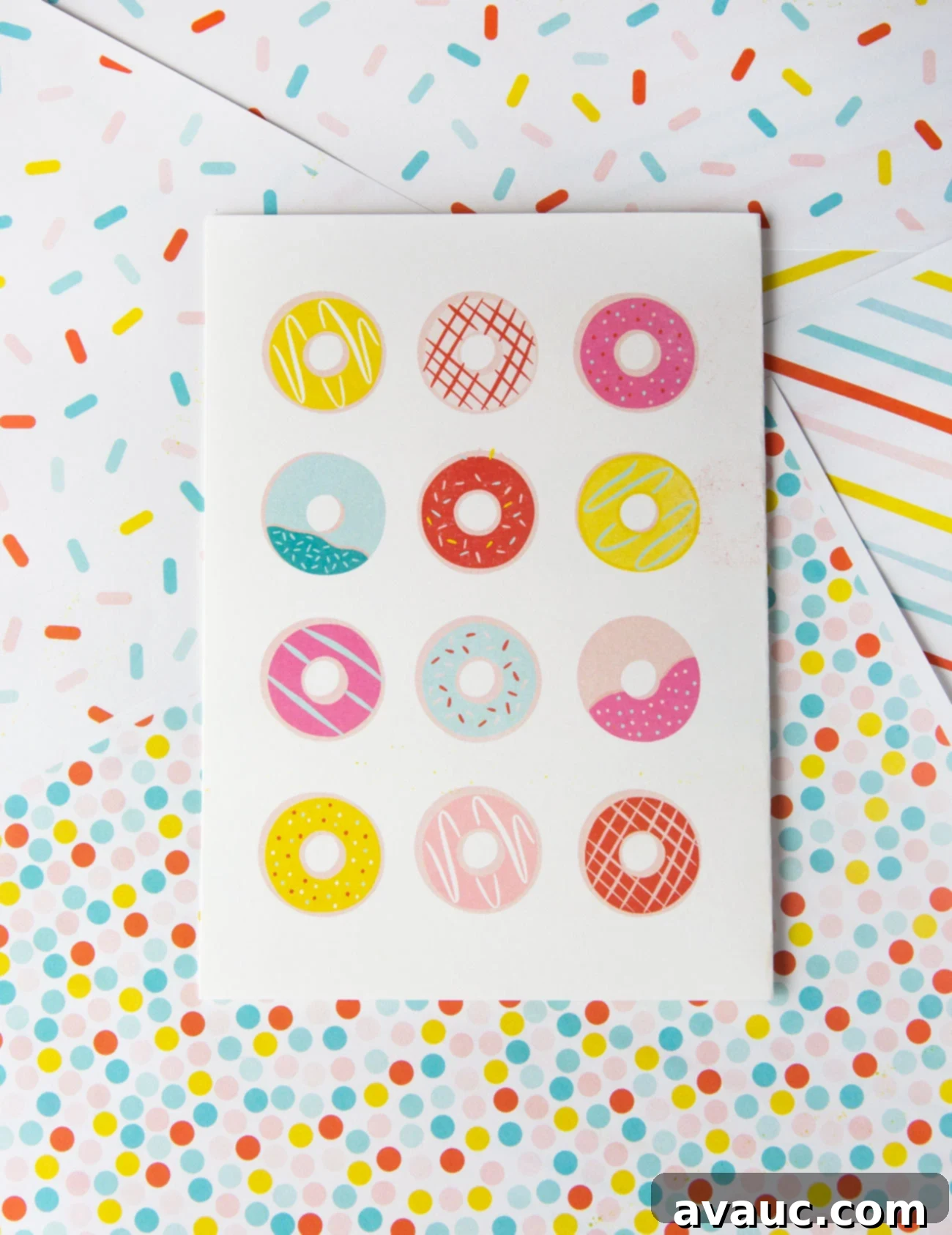 Donut Birthday Delight 2 Free donut printable birthday card design featuring colorful donuts and sprinkles