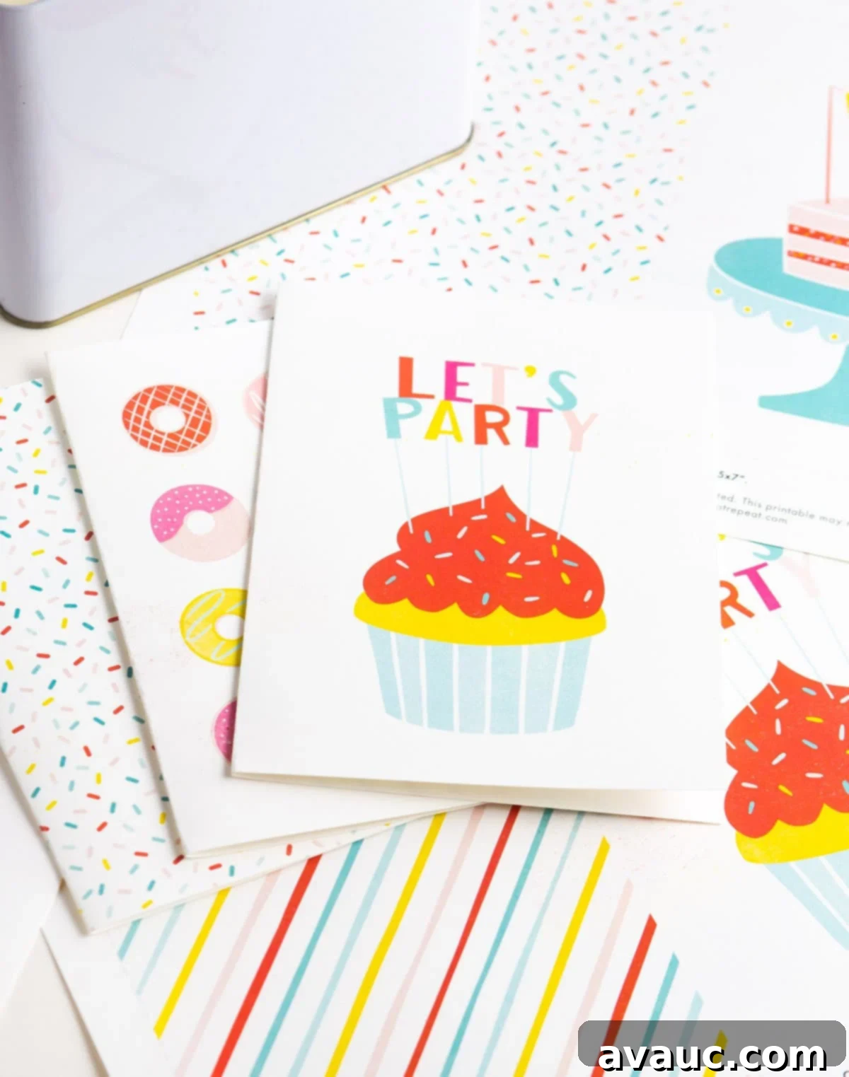 Sweetest Printable Birthday Treat 6 A completed cupcake birthday card with a gift, wrapped in matching printable wrapping paper