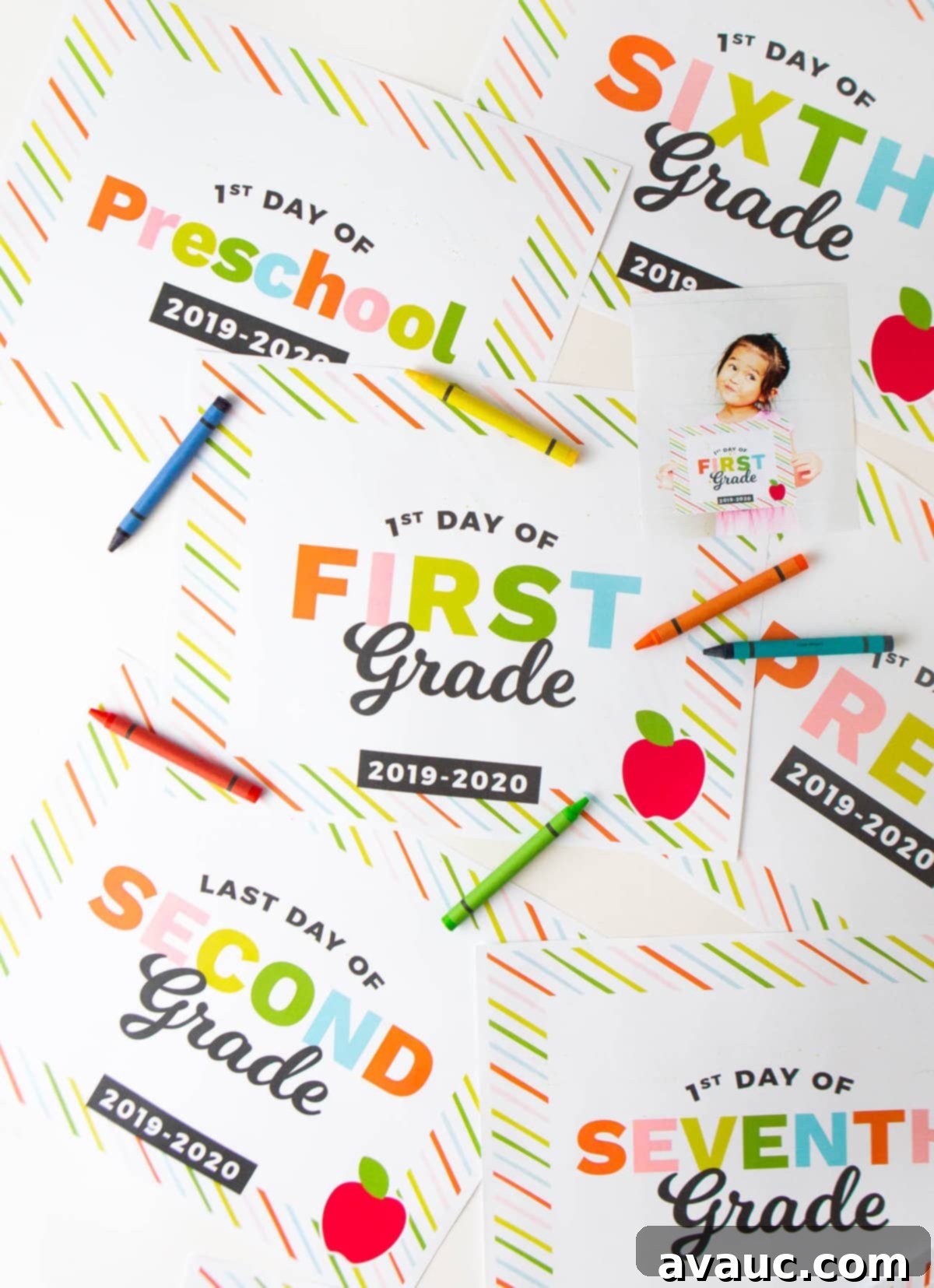 Free Printable Back to School Signs for Pre-K to 12th Grade, Colorful Design 2024-2025