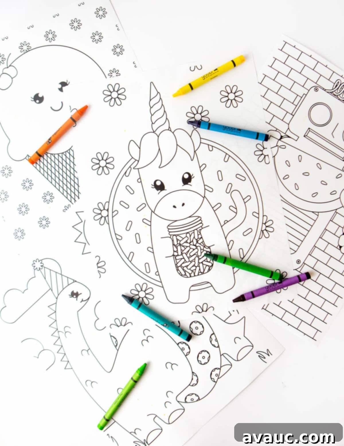 Jurassic Journey Coloring Pages 4 4 summer printable coloring pages for kids - unicorn, ice cream, robot, and dinosaur!
