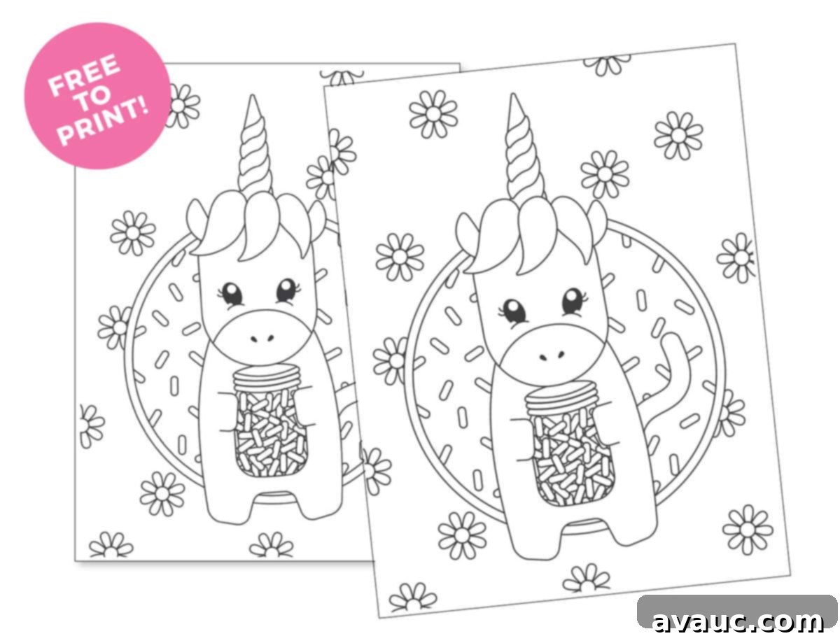 Child enthusiastically coloring a unicorn with sprinkles, demonstrating a fun creative activity