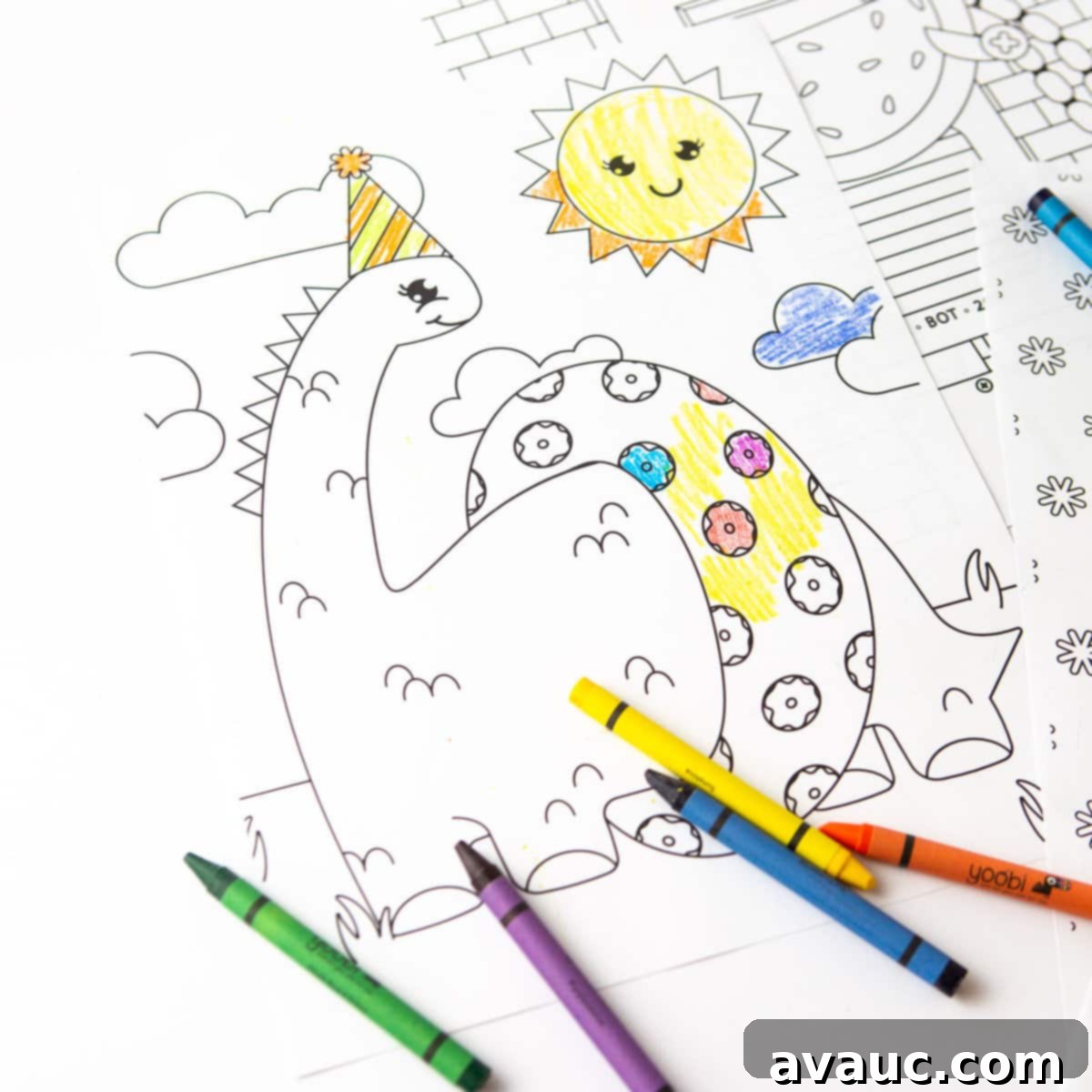 8 Free Printable Coloring Pages for Little Artists 4 Printable dinosaur coloring page featuring a whimsical dinosaur relaxing on a donut pool float, perfect for summer fun