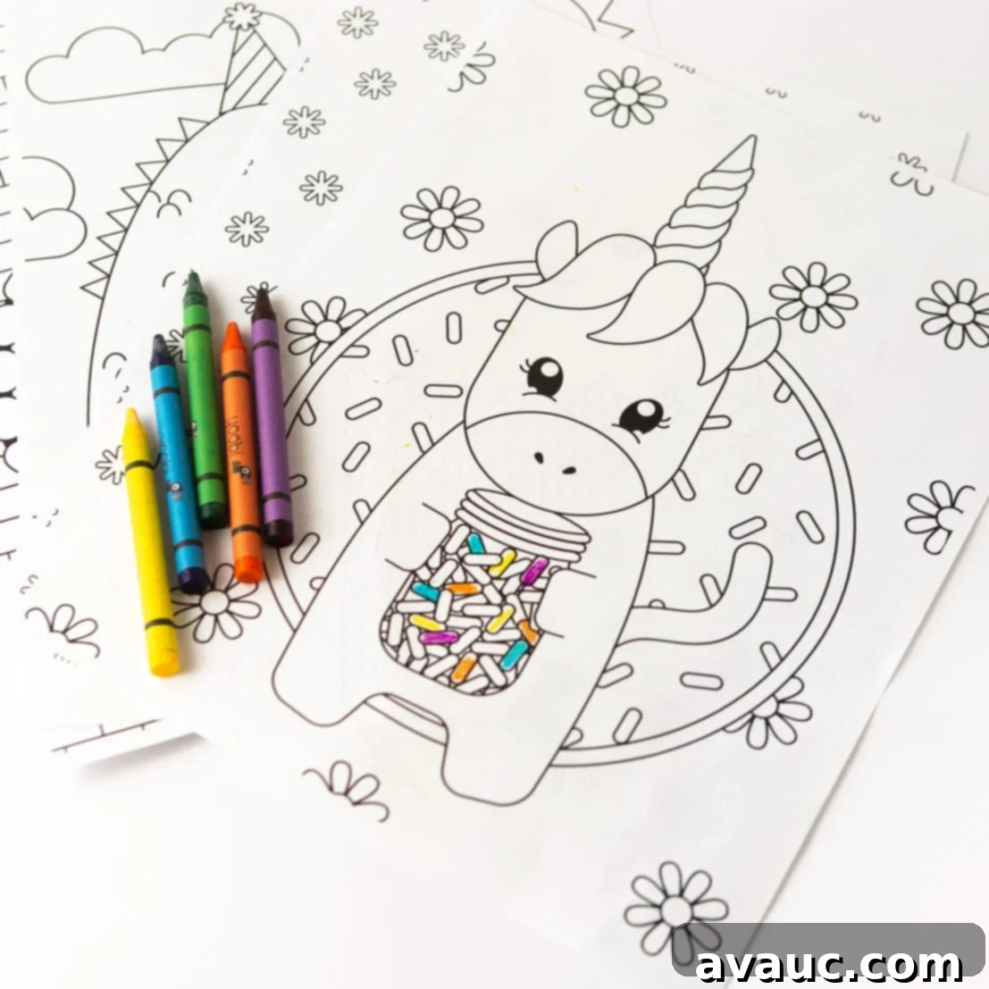 8 Free Printable Coloring Pages for Little Artists 5 Detailed unicorn coloring page with floral elements, appealing to fantasy lovers of all ages