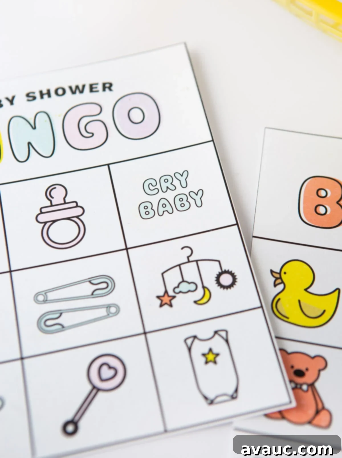 Baby shower bingo cards with pictures