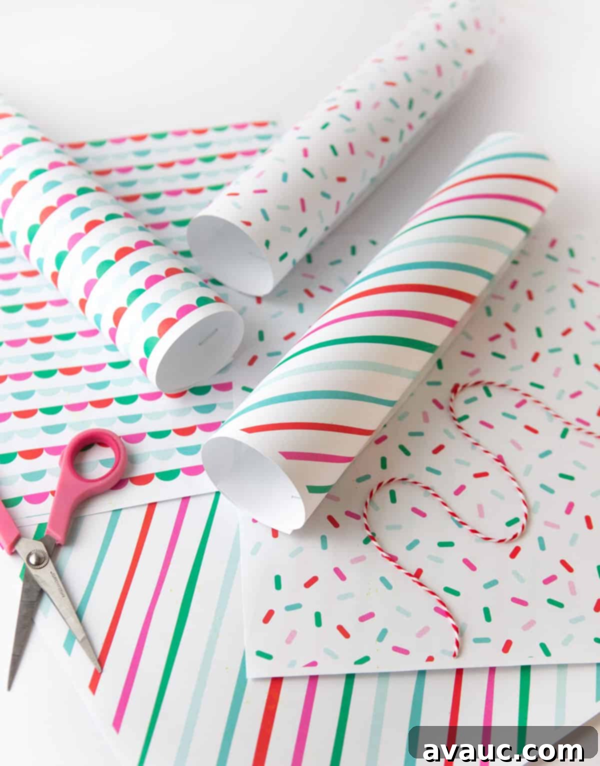 Christmas wrapping paper example that can double as scrapbook paper for festive crafts
