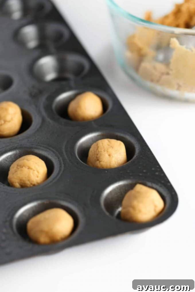Dough Balls for Reeses Peanut Butter Valentines Cookie Cups