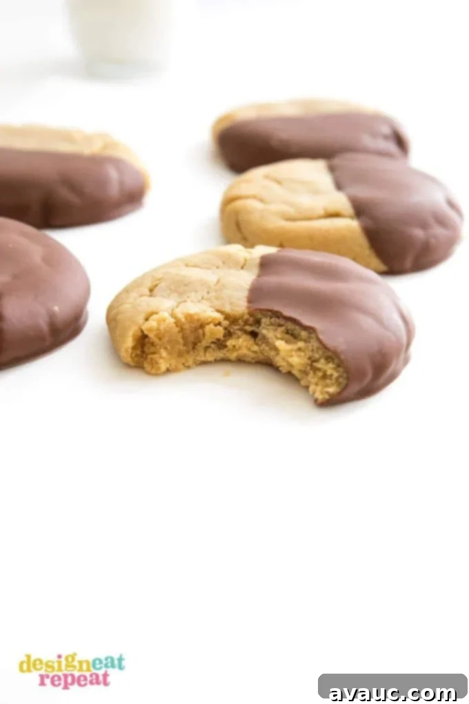 8 Simple and Sweet Valentines Day Cookies 9 Soft and thick peanut butter cookies dipped in chocolate with sprinkles