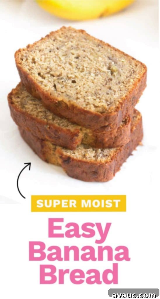 Melt-in-Your-Mouth Banana Bread Perfection 2 Stack of perfectly moist banana bread slices, golden brown and inviting.