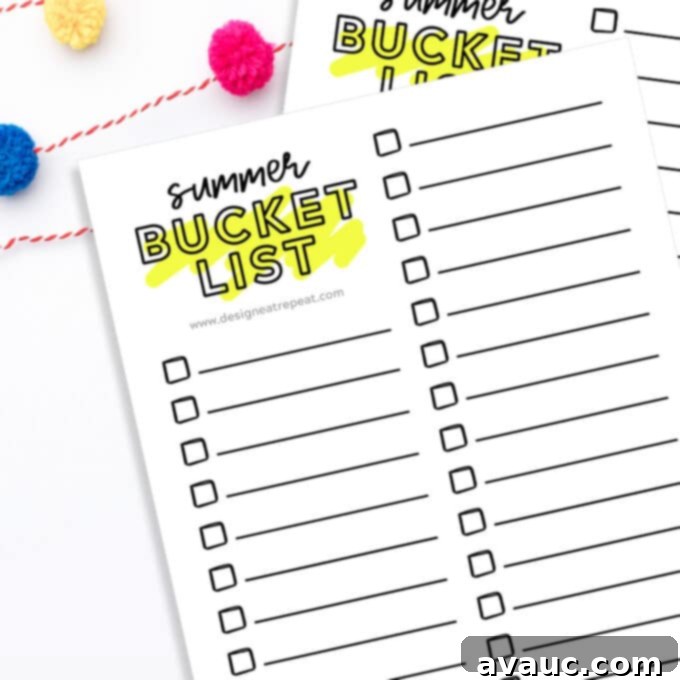 Two children happily checking off activities on a summer bucket list outdoors
