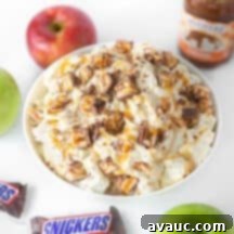 Apple Snickers Salad in a white bowl