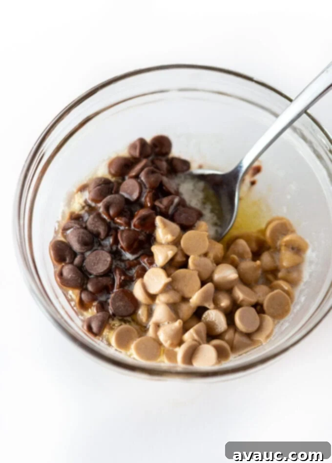 Irresistible Homemade Star Crunch Cookies 5 Bowl of melted butter mixed with chocolate chips and caramel chips
