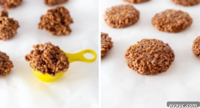 Irresistible Homemade Star Crunch Cookies 8 Scooping the Homemade little debbie star crunch mixture in a ½ cup measuring cup, then rolling and flattening into a thick disc
