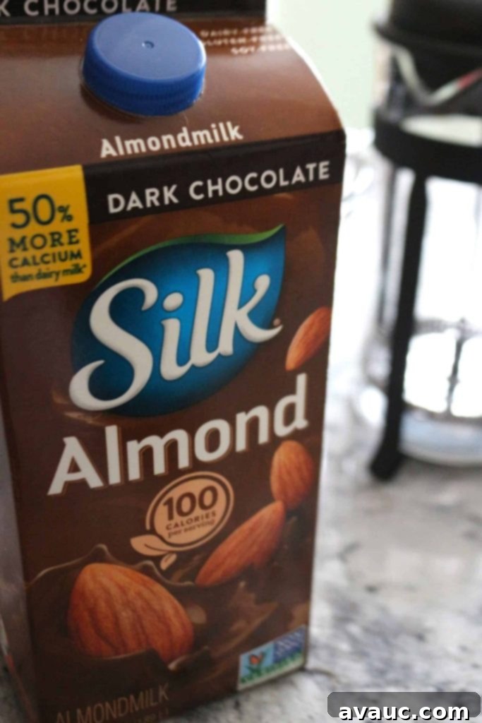 Cocoa Espresso Bliss 3 Silk Dark Chocolate Almond Milk, perfect for a dairy-free mocha latte