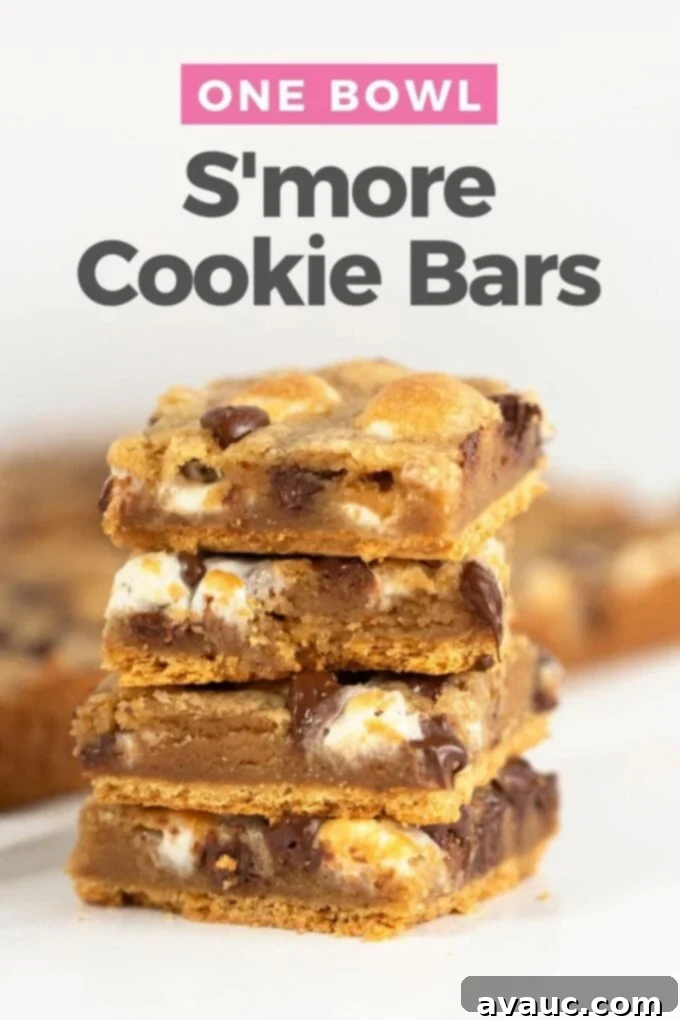 stacked s'more cookie bars squares