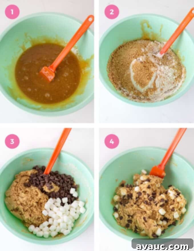 step by step photos on how to make s'more cookie bars