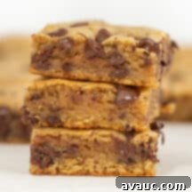 Irresistible Chocolate Chip Squares 11 Close-up of a stack of perfect chocolate chip cookie bars.
