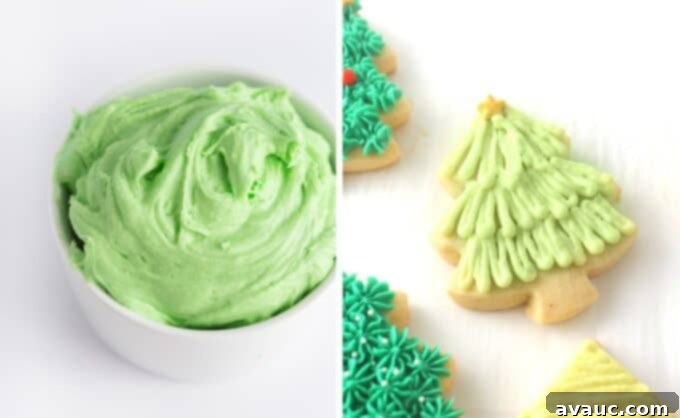 Bowl of lime green frosting next to a lime green cookie