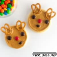 Easy Rudolph Cookies 8 Rudolph cookie with M&M's and pretzel antlers