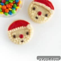 Close up of a Santa face sugar cookie
